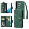 thumbnail image 1 of ELEHOLD Wallet for Samsung Galaxy S24 Case, PU Leather Large Capacity Card Holders Zipper Wallet Detachable Wris Strap Cash Pocket Kickstand Shockproof Flip Case for Samsung S24, Green, 1 of 11