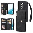 thumbnail image 1 of ELEHOLD Wallet for Samsung Galaxy S24 Plus Case, PU Leather Large Capacity Card Holders Zipper Wallet Detachable Wris Strap Cash Pocket Kickstand Shockproof Flip Case for Samsung S24+, Black, 1 of 11