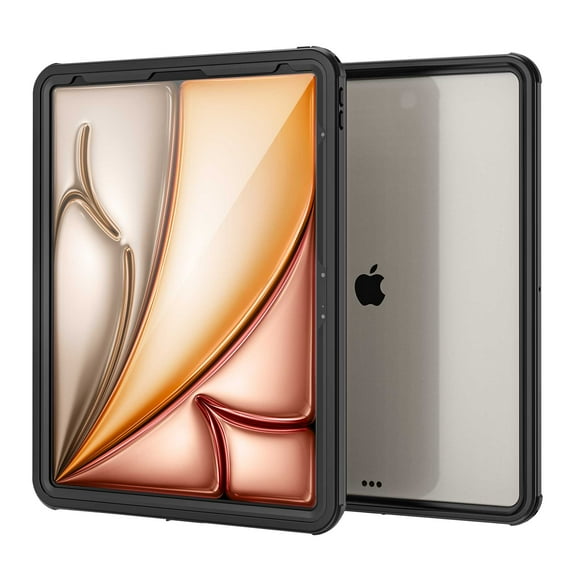 ELEHOLD Waterproof Case for iPad Air 13 inch 2024,Rugged Heavy Duty Cover Transparent Clear Back Underwater Shockproof Drop-Protection Case for iPad Air 13-in. (M2),Black