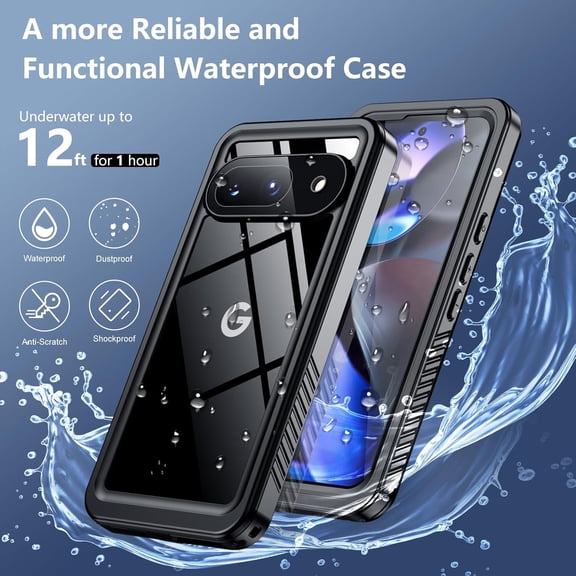 ELEHOLD Waterproof Rugged Case for Google Pixel 10A,Built-in Screen Protector 360 Full-Body Protection Shockproof Dustproof IP68 Underwater Anti-Scratch Durable Case,Black