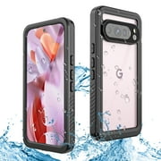 ELEHOLD Waterproof Rugged Case for Google Pixel 9 / 9 Pro,Built-in Screen Protector 360  Full-Body Protection Shockproof Dustproof IP68 Underwater Anti-Scratch Durable Case,Black