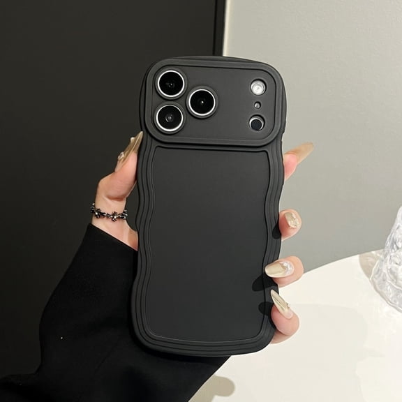 ELEHOLD Wavy Edge Case For Apple iPhone 17 Pro Max, Shock-Absorbent Non-Slip Anti-Scratch Anti-Fingerprint Flexible TPU Back Cover Protective Phone Case Cover,Black