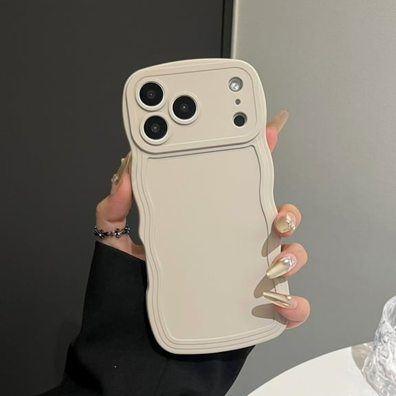 ELEHOLD Wavy Edge Case For Apple iPhone 17 Pro, Shock-Absorbent Non-Slip Anti-Scratch Anti-Fingerprint Flexible TPU Back Cover Protective Phone Case Cover,White