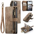 thumbnail image 1 of ELEHOLD Zipper Wallet Case Compatible with iPhone 14 Plus,PU Leather Soft TPU with Kickstand Shockproof Cash&Card Slot Full Len Protection Shock-Resistant Case Cover for iPhone14 Plus 6.7 inch,Brown, 1 of 12