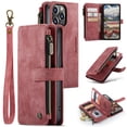 thumbnail image 1 of ELEHOLD Zipper Wallet Case Compatible with iPhone 14 Pro,PU Leather Soft TPU with Kickstand Shockproof Cash&Card Slot Full Len Protection Shock-Resistant Case Cover for iPhone14 Pro 6.1 inch ,Red, 1 of 14