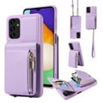 thumbnail image 1 of ELEHOLD Zipper Wallet Case for Samsung Galaxy A13 4G,Premium Leather with Organ Card Holders Zipper Purse Stand Function Detachable Long & Short Strap Crossbody Luxury Case,Purple, 1 of 1