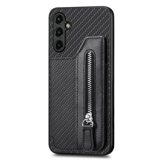 ELEHOLD Zipper Wallet Case for Samsung Galaxy A13 5G,Flip Folio Card Slots Zipper Storage Kickstand Function Magnetic Closure Full Body Shockproof Protective Case,black