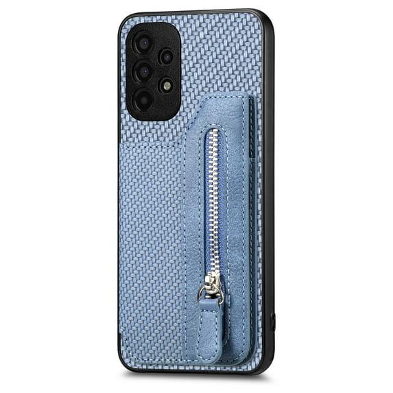 ELEHOLD Zipper Wallet Case for Samsung Galaxy A51 5G,Flip Folio Card Slots Zipper Storage Kickstand Function Magnetic Closure Full Body Shockproof Protective Case,blue