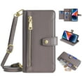 thumbnail image 1 of ELEHOLD Zipper Wallet Case for Samsung Galaxy S23 Ultra 6.8 Inch with Card Slots Zipper Pocket Kickstand Crossbody Shoulder Strap Wrist Strap Premium Leather Wallet Purse Case,Gray, 1 of 6