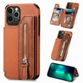 thumbnail image 1 of ELEHOLD Zipper Wallet Case for iPhone 13 Pro,Flip Folio Card Slots Zipper Storage Kickstand Function Magnetic Closure Full Body Shockproof Protective Case,brown, 1 of 6