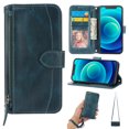 thumbnail image 1 of ELEHOLD Zipper Wallet Case for iPhone 15 PU Leather Purse Case with Crossbody Shoulder Strap Wrist Strap Card Slots Kickstand Magnetic Protective Case for iPhone 15  6.1" - Green, 1 of 9