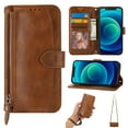 thumbnail image 1 of ELEHOLD Zipper Wallet Case for iPhone 15 PU Leather Purse Case with Crossbody Shoulder Strap Wrist Strap Card Slots Kickstand Magnetic Protective Case for iPhone 15  6.1" - Brown, 1 of 9