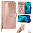 thumbnail image 1 of ELEHOLD Zipper Wallet Case for iPhone 15 Plus PU Leather Purse Case with Crossbody Shoulder Strap Wrist Strap Card Slots Kickstand Magnetic Protective Case for iPhone 15 Plus 6.7" -  Rosegold, 1 of 9