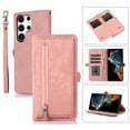 thumbnail image 1 of ELEHOLD Zipper Wallet Crossbody Case for Samsung Galaxy S24 Ultra PU Leather Crossbody Shoulder Carrying Purse Case with Card Slots Kickstand Magnetic Protective Case for Samsung S24 Ultra,Rosegold, 1 of 7