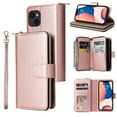 thumbnail image 1 of ELEHOLD Zipper Wallet for iPhone 15 Case,with Card Slots Zipper Pocket Kickstand Function Detachable Wriststrap Premium Leather Protective Shockproof Purse Cover for iPhone 15 6.1 Inch,Rosegold, 1 of 8