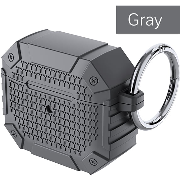 ELEHOLD for Airpods 4th Gen Case,Military Thin Fit Rugged Sport Hard Full Protective Shockproof Case with Keychain for Airpods 4th Gen,Gray