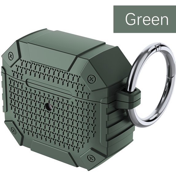ELEHOLD for Airpods 4th Gen Case,Military Thin Fit Rugged Sport Hard Full Protective Shockproof Case with Keychain for Airpods 4th Gen,Green