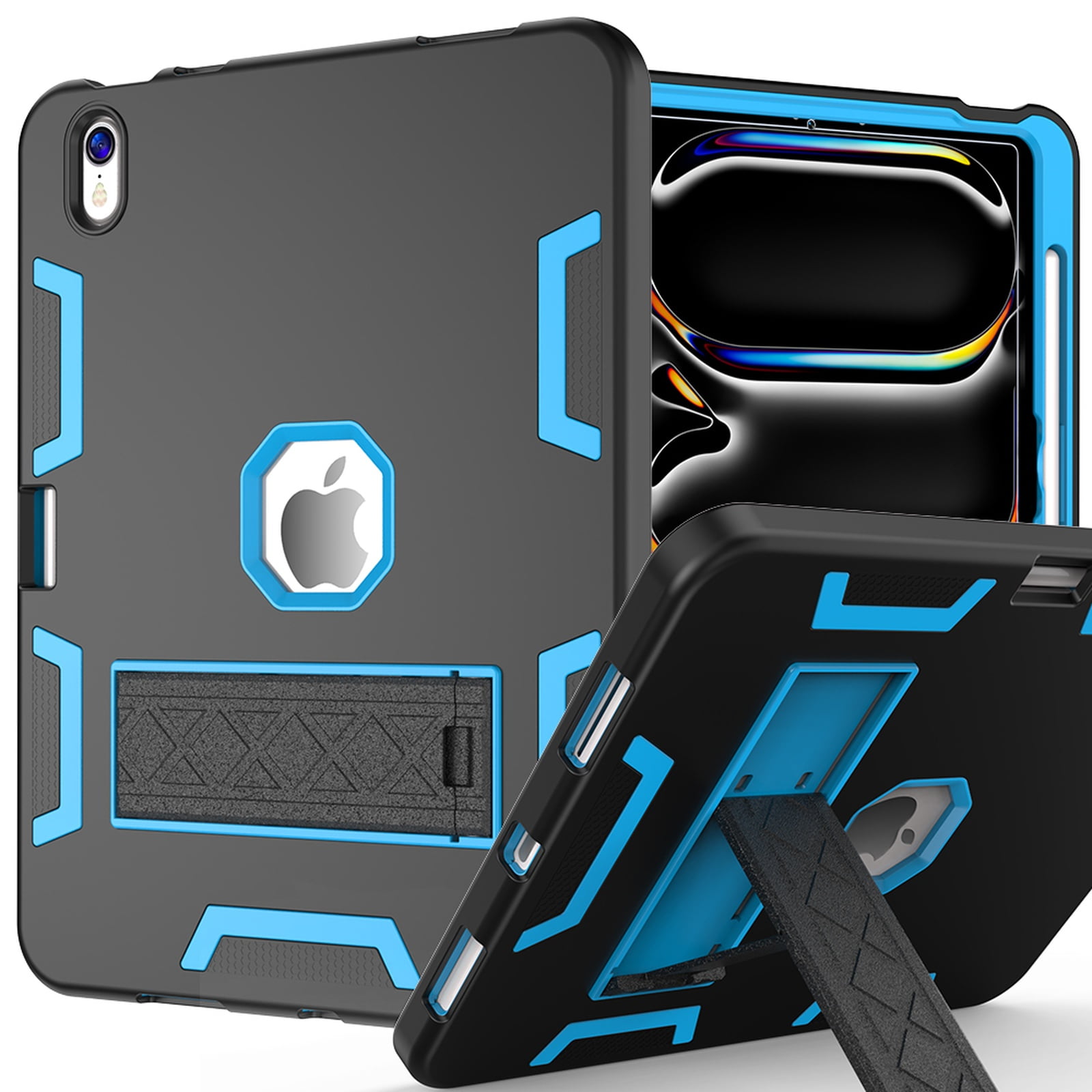 ELEHOLD for Apple iPad 11th(A16) 2025/ 10th Gen 2022 Case, Rugged Shockproof Heavy Duty PC+TPU Cover Built-in Kickstand+Pencil Holder, Blackblue