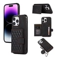 thumbnail image 1 of ELEHOLD for Apple iPhone 12 Pro, Wallet Case,Detachable Adjustable Shoulder Strap With Card Holder Shockproof Leather Kickstand Case, black, 1 of 7