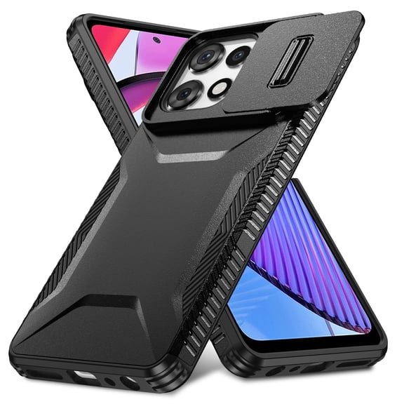 ELEHOLD for Motorola Edge (2026) Case, Drop Protection Heavy Duty Non-slip Rugged Shockproof Protective Case with Slide Window Cover ,Black