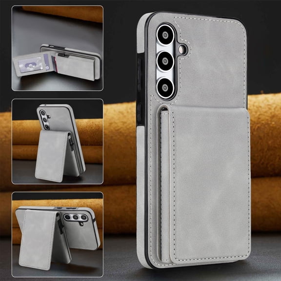 ELEHOLD for Samsung Galaxy A16 5G Wallet Case, Detachable Card Holder With Pop-up Design,Shockproof Leather Flip Stand Cover, Gray