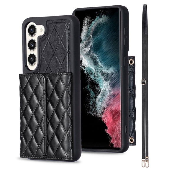 ELEHOLD for Samsung Galaxy A34 5G Case Wallet with Credit Card Holder Crossbody Lanyard, Soft PU Leather Magnetic Flip Folio Purse Case,Black