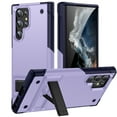 thumbnail image 1 of ELEHOLD for Samsung Galaxy S21 FE, Rugged Shockproof Hard PC Case,With Built-in Foldable Invisible Kickstand Heavy Duty Case Cover, lightpurple, 1 of 7