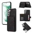 thumbnail image 1 of ELEHOLD for Samsung Galaxy S21, Wallet Case,Detachable Adjustable Shoulder Strap With Card Holder Shockproof Leather Kickstand Case, black, 1 of 7