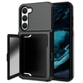 thumbnail image 1 of ELEHOLD for Samsung Galaxy S23 Rugged Case, Wallet Function Card Slot Holder Hybrid Shockproof Case with Hidden Make-up Mirror for Samsung S23,Black, 1 of 6