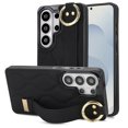 thumbnail image 1 of ELEHOLD for Samsung Galaxy S26 Ultra Protective Case,  Shockproof PU Leather Ring Holder Kickstand Wrist Strap Cover for Women Men,Black, 1 of 8