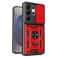 thumbnail image 1 of ELEHOLD for Samsung Galaxy S26 Ultra Rugged Case,Heavy Duty Ring Kickstand Magnetic Car Mount Shockproof Case Sliding Lens Cover , Red, 1 of 1