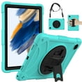 thumbnail image 1 of ELEHOLD for Samsung Tab A8 10.5" 2022 SM-X200/X205/X207, Heavy Duty Shockproof Rugged Handle Shoulder Strap Rotating Kickstand Cover, mint, 1 of 6