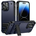 thumbnail image 1 of ELEHOLD for iPhone 12 Pro / 12 6.1", Rugged Shockproof Hard PC Case,With Built-in Foldable Invisible Kickstand Heavy Duty Case Cover, navyblue, 1 of 7