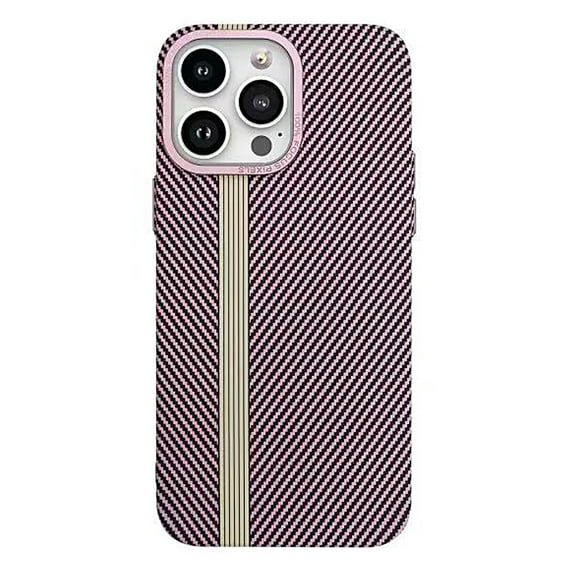 ELEHOLD for iPhone 12 Pro Case Carbon Fiber Texture Slim Fit Lightweight Hard PC Back Shockproof Anti-Scratch Protective Cover for iPhone 12 Pro,pink