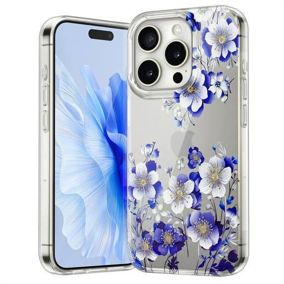 ELEHOLD for iPhone 13 Case Flower Floral Embossed Pattern Crystal Clear Back Soft Shockproof TPU Bumper Slim Lightweight Anti-Yellowing Case, H