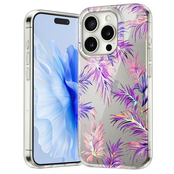 ELEHOLD for iPhone 13 Pro Case Flower Floral Embossed Pattern Crystal Clear Back Soft Shockproof TPU Bumper Slim Lightweight Anti-Yellowing Case, B