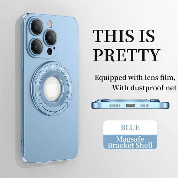 ELEHOLD for iPhone 13 Pro, Case with Magnetic Invisible Stand Slim Shockproof Anti-Scratch,Compatible with MagSafe Lens Protector Case Cover, blue
