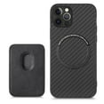 thumbnail image 1 of ELEHOLD for iPhone 13 Pro Magnetic Wallet Case with Detachable Back Card Holder Fiber Texture Design Full Body Protective Slim Shockproof Case, black, 1 of 8