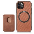 thumbnail image 1 of ELEHOLD for iPhone 13 Pro Magnetic Wallet Case with Detachable Back Card Holder Fiber Texture Design Full Body Protective Slim Shockproof Case, brown, 1 of 8