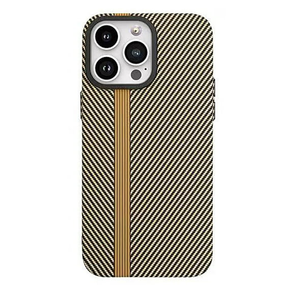 ELEHOLD for iPhone 14 Case Carbon Fiber Texture Slim Fit Lightweight Hard PC Back Shockproof Anti-Scratch Protective Cover for iPhone 14,yellow