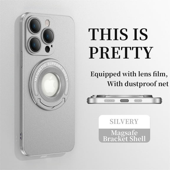 ELEHOLD for iPhone 14 Plus, Case with Magnetic Invisible Stand Slim Shockproof Anti-Scratch,Compatible with MagSafe Lens Protector Case Cover, silver