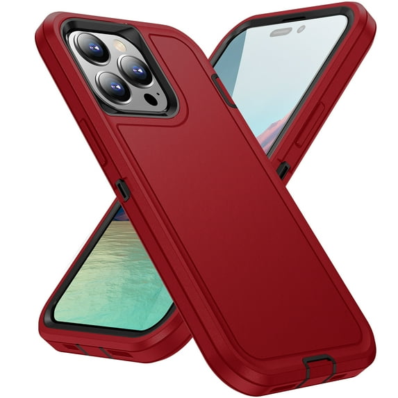 ELEHOLD for iPhone 15 Pro,Rugged Hybrid Case Military Grade Shockproof Protection Slim Fit Anti-Scratch Heavy Duty Case for iPhone 15 Pro,Red+Black