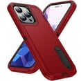 thumbnail image 1 of ELEHOLD for iPhone 15 Pro Rugged Protective Case Multi Layer Shockproof Hidden Kickstand Hybrid Silicone Hard PC Cover for iPhone 15 Pro,Red+Black, 1 of 8