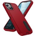 thumbnail image 1 of ELEHOLD for iPhone 15 Rugged Protective Case Multi Layer Shockproof Hidden Kickstand Hybrid Silicone Hard PC Cover for iPhone 15,Red+Black, 1 of 1