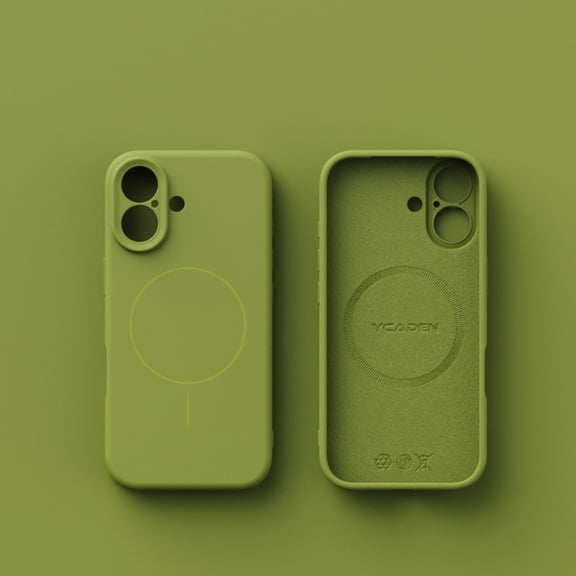 ELEHOLD for iPhone 17 Magnetic Case, Shockproof Magnetic Soft Silicone TPU Back Wireless Charging Cover Microfiber Lining,Green
