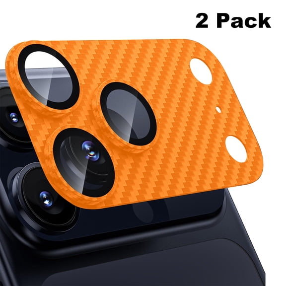 ELEHOLD for iPhone 17 Pro, 2-Pack PC + Tempered Glass Camera Lens Protector, Ultra HD Clarity,Orange