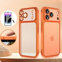 ELEHOLD for iPhone 17 Pro Max Matte Case with Full Camera Lens Protector ,Frosted Translucent Back Drop Protection Cover 1X Screen Protector,Orange