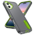 thumbnail image 1 of ELEHOLD for iPhone 17 Rugged Protective Case Multi Layer Shockproof Hidden Kickstand Hybrid Silicone Hard PC Cover for iPhone 17,Gray+Green, 1 of 9