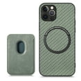 thumbnail image 1 of ELEHOLD for iPhone XS/X Magnetic Wallet Case with Detachable Back Card Holder Fiber Texture Design Full Body Protective Slim Shockproof Case, green, 1 of 8