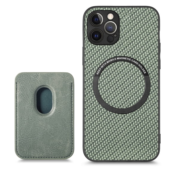 ELEHOLD for iPhone XS/X Magnetic Wallet Case with Detachable Back Card Holder Fiber Texture Design Full Body Protective Slim Shockproof Case, green